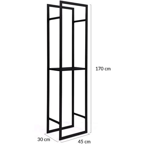 Range Bûches Vertical Acier Noir Avec étagère H.170 CM Pour Cheminée 5 Range Bûches Vertical Acier Noir Avec étagère H.170 CM Pour Cheminée – Image 3