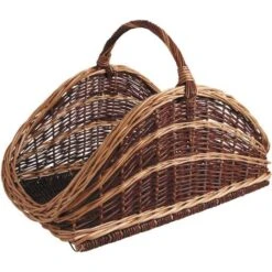 Panier à Bûches En Osier Brut Et Buff