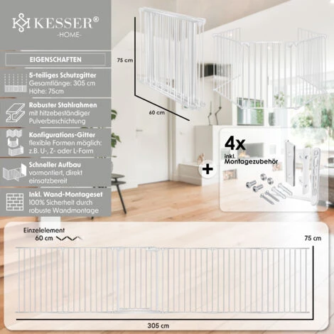KESSER® Grille De Protection De Cheminée Avec Porte Grille De Sécurité De Poêle En Métal Parc Pour Bébé Parc D’enfant Barrière De Sécurité Grille De Protection Pour Animaux Barrière De Protectio 4 KESSER® Grille De Protection De Cheminée Avec Porte Grille De Sécurité De Poêle En Métal Parc Pour Bébé Parc D’enfant Barrière De Sécurité Grille De Protection Pour Animaux Barrière De Protectio – Image 2