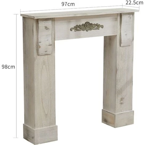Rebecca Mobili Manteau Cheminée Décorative Bois Gris Retro 98,5x96,5x22,5 5 Rebecca Mobili Manteau Cheminée Décorative Bois Gris Retro 98,5x96,5x22,5 – Image 3