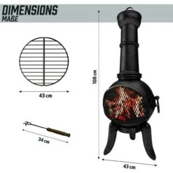 Nova Cheminée En Plein Air En Fonte Design Vintage H 108 Cm Avec Dressing -Ubbink Magasin 52056634 4