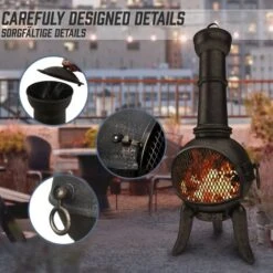 Nova Cheminée En Plein Air En Fonte Design Vintage H 108 Cm Avec Dressing -Ubbink Magasin 52056634 5