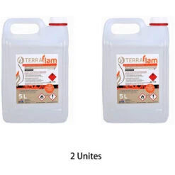 2 X 5 Litre Bidons De Bioéthanol Pour Lampes Et Cheminées Ne Génère Pas De Fumée Ni D’odeurs Transparent 5L Terraflam