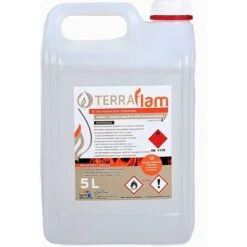 5L Terraflam Bidon De Bioéthanol Pour Lampes Et Cheminées Combustion De Grande Qualité Ne Génère Pas De Fumée Ni D’odeurs Transparent