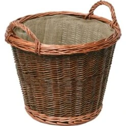 Panier à Bûches En Osier Avec Doublure En Toile De Jute - Diamètre: 50 Cm