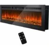 INTEY Cheminée Électrique Chauffante Murale 750/1500W Avec Effet De Flamme 3D,Radiateur Soufflant Murale,2 Niveaux Chauffage-9 Couleur-5 Luminosité-Écran Tactile LED-Minuterie 1-8 H-Télécommande-128x5 -Ubbink Magasin 54820984 1