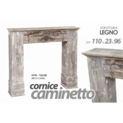 Cadre De Cheminée En Bois Antique Shabby 110 X 23 X 96 H