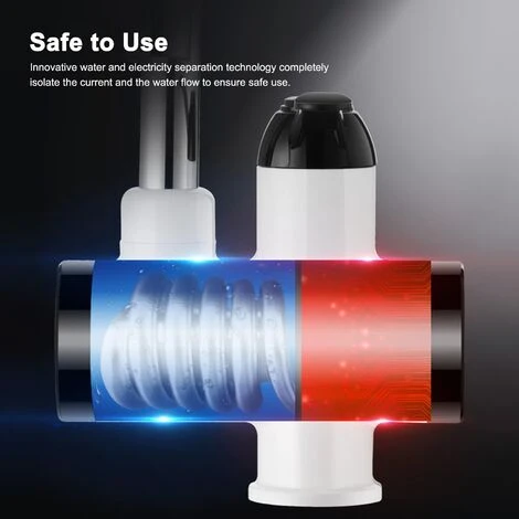 Robinet D'eau Chaude Instantanée Robinet De Chauffe-eau électrique Avec Affichage Numérique LED Cuisine Salle De Bain Robinet De Chauffage D'eau 360 ° Rotatif 220 V Bouchon De Protection Contre Les Fuites 3000 W 5 Robinet D'eau Chaude Instantanée Robinet De Chauffe-eau électrique Avec Affichage Numérique LED Cuisine Salle De Bain Robinet De Chauffage D'eau 360 ° Rotatif 220 V Bouchon De Protection Contre Les Fuites 3000 W – Image 3