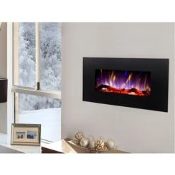 Cheminée électrique CHANDELA - Murale - L84 X P14 X H45 Cm - Noire