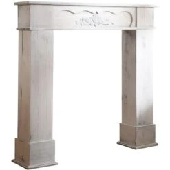 Rebecca Mobili Cadre Decoratif Manteau De Chemineee Bois Blanc 99x104x21 -Ubbink Magasin 55953378 4