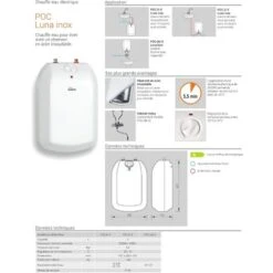 Chauffe-eau Avec Un Réservoir Inox Sous L'évier– 2000W / 230V – 5L POC.D-5 Luna Inox -Ubbink Magasin 5722236 3