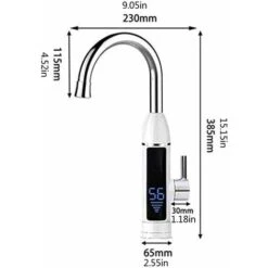 Robinet électrique, 3000 W, Robinet D'évier Avec Affichage De La Température LED, Chauffage Robinet Rotatif à 360°, Pour Cuisine Et Salle De Bain -Ubbink Magasin 58347270 5