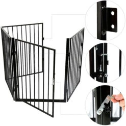 4 Pièce Clôture De Cheminée Pour Animaux De Compagnie Acier Noir 2402.575cm