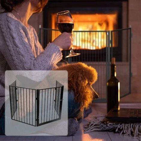 Hofuton Protection De Cheminée Avec Porte Protection De Four En Métal Parc Pour Enfants Grille De Barrière Noir 3 Hofuton Protection De Cheminée Avec Porte Protection De Four En Métal Parc Pour Enfants Grille De Barrière Noir