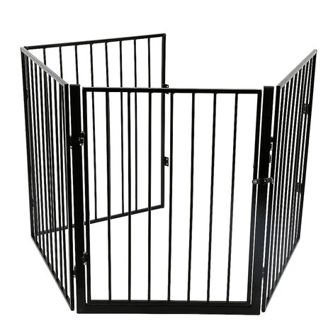 Hofuton Protection De Cheminée Avec Porte Protection De Four En Métal Parc Pour Enfants Grille De Barrière Noir 5 Hofuton Protection De Cheminée Avec Porte Protection De Four En Métal Parc Pour Enfants Grille De Barrière Noir – Image 3