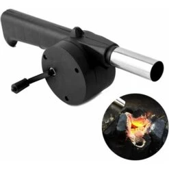 BBQ Ventilateur Blower De Barbecue, Manivelle Fan Air Blower Pour Le Charbon Grils De Outdoor Pique-Nique Camping Cuisine à Outil (Noir, Longueur 26,5 Cm)——VEBTles