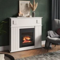 Bordure De Cheminée Blanc Cadre De Cheminée Déco Vintage Vicco -Ubbink Magasin 62368353 4