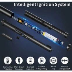 Déstockage Briquet à Arc électrique Rechargeable Par USB Avec Affichage De La Batterie LED Triple Interrupteur De Sécurité, Coupe-vent Sans Flamme, Avec Long Cou Flexible à 360° Pour Barbecue (Noir) -Ubbink Magasin 64108450 4