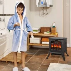 Froadp 1500W Cheminée électrique Thermostat D'ambiance Chauffage Noire Radiateurs Soufflants à Puissance De Chauffage PTC Avec Simulation De Flamme LED -Ubbink Magasin 66344835 3