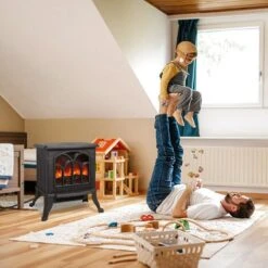 Froadp 1500W Cheminée électrique Thermostat D'ambiance Chauffage Noire Radiateurs Soufflants à Puissance De Chauffage PTC Avec Simulation De Flamme LED -Ubbink Magasin 66344835 5