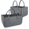 Froadp Sac à Buche En Feutre Pour Bois De Cheminée, Cabas De Courses, Panier à Bois Portable, Pliable Résistant Panier à Bûches Bois, Sac à Range-Bûches (30L, Lot De 2, Gris Moyen) -Ubbink Magasin 67376754 1