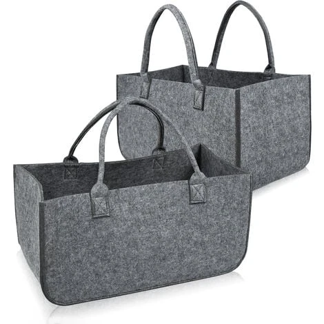 Froadp Sac à Buche En Feutre Pour Bois De Cheminée, Cabas De Courses, Panier à Bois Portable, Pliable Résistant Panier à Bûches Bois, Sac à Range-Bûches (30L, Lot De 2, Gris Moyen) 3 Froadp Sac à Buche En Feutre Pour Bois De Cheminée, Cabas De Courses, Panier à Bois Portable, Pliable Résistant Panier à Bûches Bois, Sac à Range-Bûches (30L, Lot De 2, Gris Moyen)