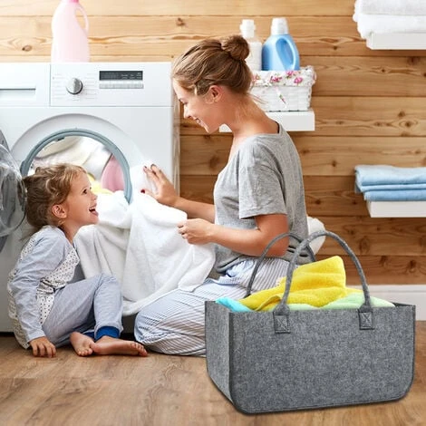 Froadp Sac à Buche En Feutre Pour Bois De Cheminée, Cabas De Courses, Panier à Bois Portable, Pliable Résistant Panier à Bûches Bois, Sac à Range-Bûches (30L, Lot De 2, Gris Moyen) 6 Froadp Sac à Buche En Feutre Pour Bois De Cheminée, Cabas De Courses, Panier à Bois Portable, Pliable Résistant Panier à Bûches Bois, Sac à Range-Bûches (30L, Lot De 2, Gris Moyen) – Image 4