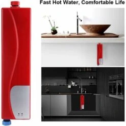 Mini Chauffe-eau électrique Instantané, 3000 W, Chauffe-eau Sans Réservoir, Mini Chauffe-eau Portable Chaud Instantané Pour Cuisine Salle De Bain (rouge)-BDD -Ubbink Magasin 68673932 4