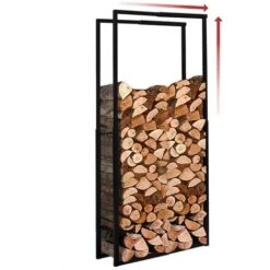 Range Bûches Métal Modulable Pour Cheminée Ajustable Largeur Et Hauteur 65x25x150 CM