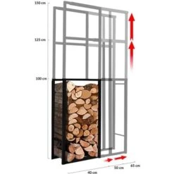 Range Bûches Métal Modulable Pour Cheminée Ajustable Largeur Et Hauteur 65x25x150 CM -Ubbink Magasin 69113980 4