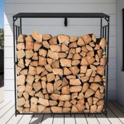 Étagère En Métal Pour Bois De Cheminée Range Bûches Extérieur 176x60x156cm Pour Bois De Chauffage - Noir 9 Étagère En Métal Pour Bois De Cheminée Range Bûches Extérieur 176x60x156cm Pour Bois De Chauffage - Noir -Ubbink Magasin 69366154 3