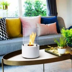 ZXPASRA Mini Cheminée Personnelle, Cheminée à Alcool Ronde, Cheminée Au Bio-éthanol De Table De Décor De Paysage De Feu Réel, Brasero De Bureau, Pour Extérieur/Intérieur, 16.5 X 16.5 X 27.5 Cm,Blanc -Ubbink Magasin 69756538 3