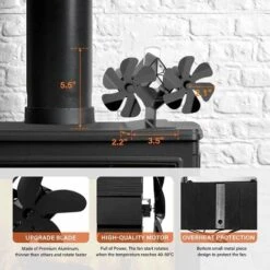 Ventilateur De Poêle 12 Lames à économie De Carburant Alimentées Par La Chaleur - Bureau -Ubbink Magasin 71278718 4