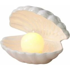 Shell Pearl Night Light, Ornement De Bureau Portable LED Pearl Light, Plateau à Bijoux En Céramique, Pour La Décoration De La Maison Du Salon, Ornement De Bureau Créatif Shell