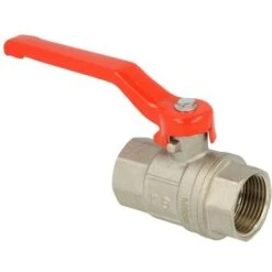 Robinet à Bille En Laiton 1 1/2'' FF/FF Passage Réduit Avec Levier Acier Rouge