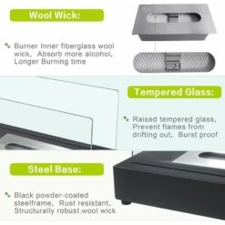 GP Foyer Au Bioéthanol De Table Rectangulaire En Une Pièce Intérieur/extérieur Foyer Portable Réaliste (noir)-30.51820.3cm -Ubbink Magasin 71664185 3