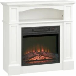 HOMCOM Cheminée électrique XL Style Classique Chic 1800 W Effet Flammes LED Minuterie Température Luminosité Réglables Télécommande Fournie Blanc