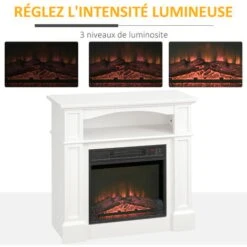 HOMCOM Cheminée électrique XL Style Classique Chic 1800 W Effet Flammes LED Minuterie Température Luminosité Réglables Télécommande Fournie Blanc -Ubbink Magasin 72276188 4