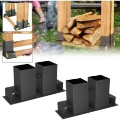 Froadp Aide à L'empilage Support à Bois De Chauffage En Métal, Etagère Cheminée, 8 Pièces