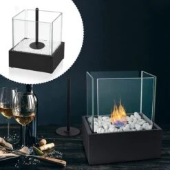 Froadp Cheminée De Table Au Bioéthanol Brûleurs Portables Pour Décoration Intérieure Et Extérieure (24.5x20.5x28.7cm, Rectangle)