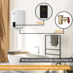 Aquamarin® Chauffe-Eau Électrique - Modèle Eco Et INTELLIGENT, Réservoir Avec Capacité De 30 Litres, Jusqu'à à 75°C, 2 KW, CEE : A - Ballon D'Eau Chaude -Ubbink Magasin 74550154 3