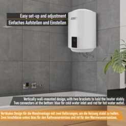 Aquamarin® Chauffe-Eau Électrique - Modèle Eco Et INTELLIGENT, Réservoir Avec Capacité De 30 Litres, Jusqu'à à 75°C, 2 KW, CEE : A - Ballon D'Eau Chaude -Ubbink Magasin 74550154 4
