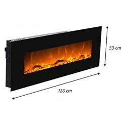 Cheminée électrique Avec Chauffage, Cheminée Murale Avec LED Feu Artificiel Avec Radiateur Soufflant Commutable : 750/1500 W Télécommande (taille L - 126 Cm, Noir) -Ubbink Magasin 74953937 3
