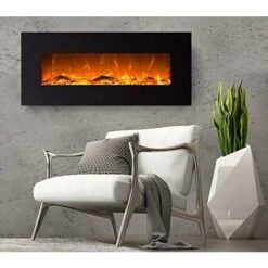 Cheminée électrique Avec Chauffage, Cheminée Murale Avec LED Feu Artificiel Avec Radiateur Soufflant Commutable : 750/1500 W Télécommande (taille L - 126 Cm, Noir) -Ubbink Magasin 74953937 4