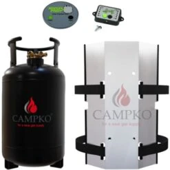 PACK CAMPKO Bouteille GPL 30L Rechargeable Bleutooth + Support Mural Afficheur Et Jauge Camping Car