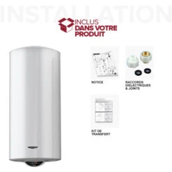 Ariston HPC+, Chauffe-eau électrique Vertical Mural 100 Litres, Diam. 530 Mm - Triple Protection - Anode Titane Et Magnésium, Résistance Stéatite - Conçu Et Fabriqué Pour être Installé En France -Ubbink Magasin 75399991 3