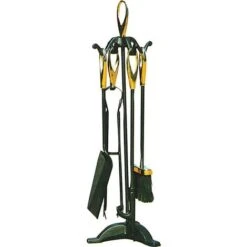 Ensemble De 4 Outils Pour Cheminée Elisse Acier Laiton H.65 Cm. - Salle De Repos