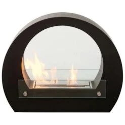 Cheminée Poêle à Bio-éthanol Sur Pied Acier Blanc Verre 2.5 Kw Mod. Bologna