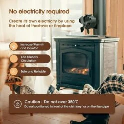 Ventilateur Poele à Bois, 4 Pales Silencieux Ventilateur Cheminee, Fixe Sur Tuyau, Ventilateur De Poêle Pour Cheminée/Poêle à Bois/Gaz/Poele A Granule, Avec 2 Aimants Et 1 Anneau De Rechange -Ubbink Magasin 79134028 5
