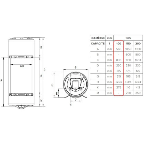 Ariston Sagéo Chauffe Eau électrique Vertical Mural 100 Litres Diamètre 530 Mm - Résistance Stéatite - Conçu Et Fabriqué Pour être Installé En France. 6 Ariston Sagéo Chauffe Eau électrique Vertical Mural 100 Litres Diamètre 530 Mm - Résistance Stéatite - Conçu Et Fabriqué Pour être Installé En France. – Image 4